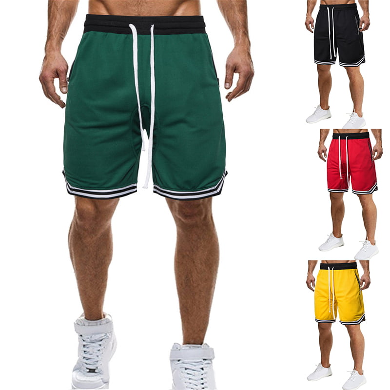 KLJR Men Loose Fit Hip Hop Gym Workout Elastic Waist Printed Summer Sports Shorts 