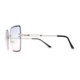 thumbnail image 4 of Womens Rimless Luxury Fashion Bevel Edge Rectangle Sunglasses Gold Blue Pink, 4 of 4