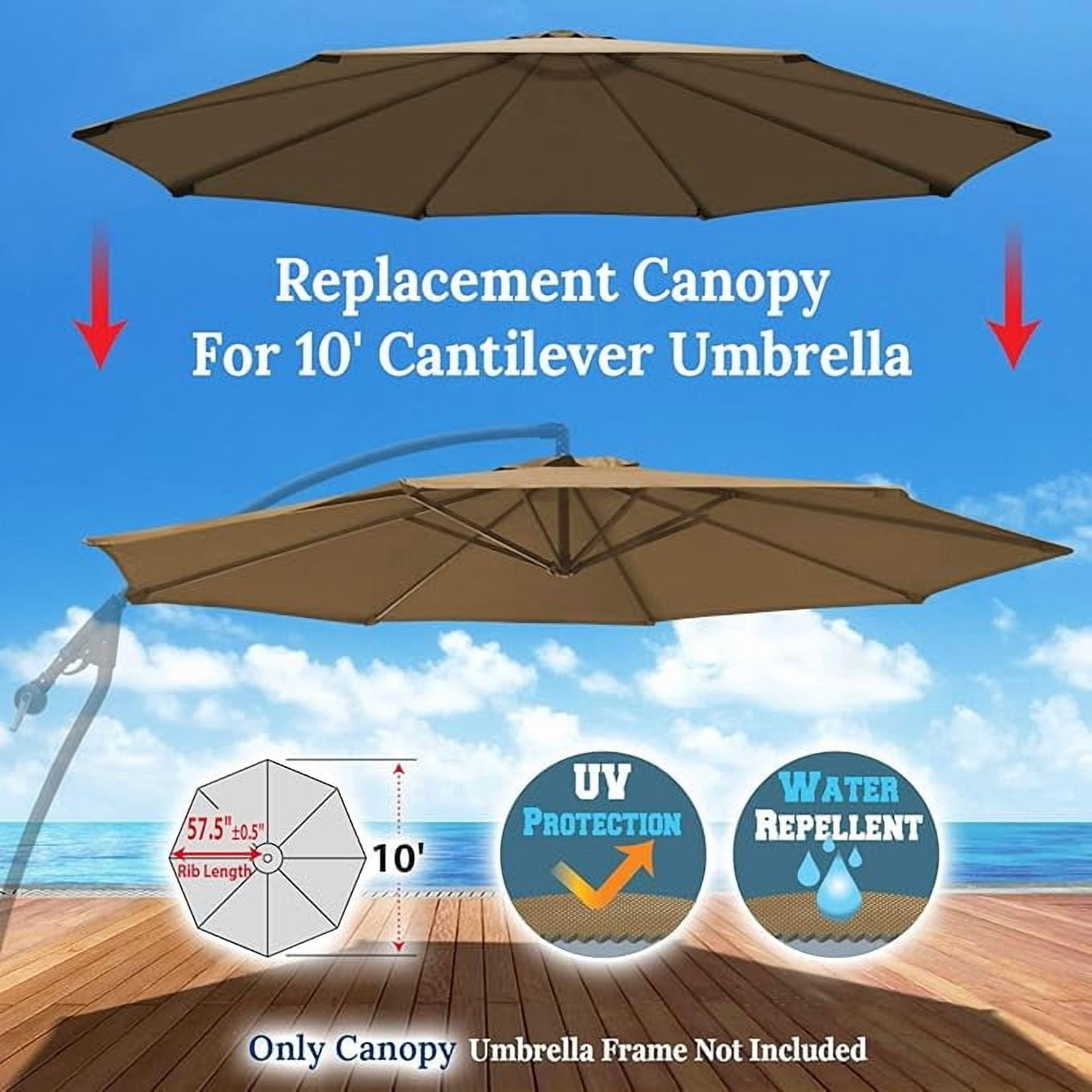 SOLAXO Replacement Umbrella Canopy for 10ft 8 ribs Cantilever Hanging Umbrella (Canopy Only)