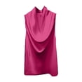 thumbnail image 4 of ZHOUCHANKIDS Women's Halter Tops Open Back Deep V Cowl Neck Draped Front Sleeveless Summer Going Out Top Hot Pink S, 4 of 4