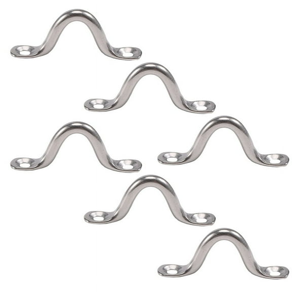 Pack of 6 Stainless Steel Bimini Boat Top PAD EYE , Eye Straps, Tie Down, Kayak Deck Loops, Down Anchor Point, footman's loop FOR Canoe Rigging