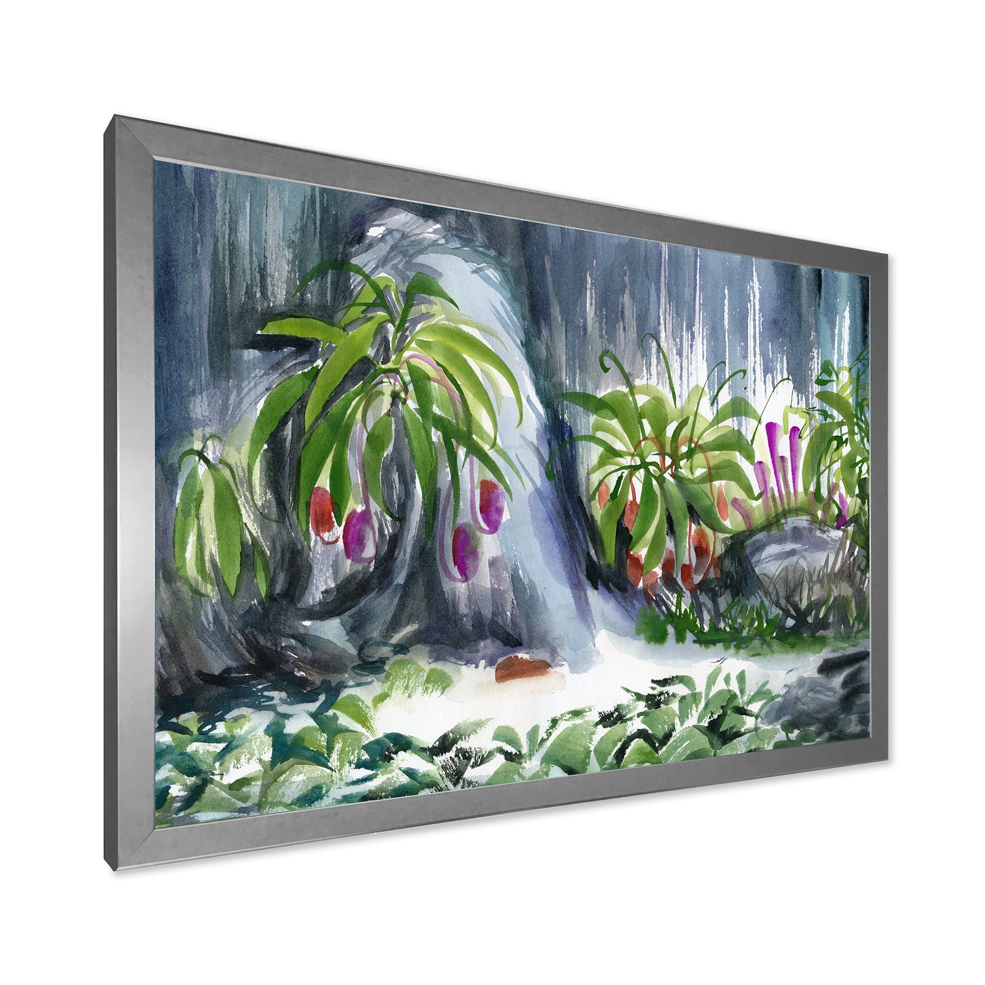 Designart 'Abstract Tropical Plants Oasis' Farmhouse Framed Art Print