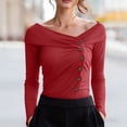 thumbnail image 2 of Women Off Shoulder Tops Long Sleeve Cross Wrap Asymmetrical Blouses Tunics Top Casual Button Down Blouse Sexy Base Layer Shirts Trendy Dressy 2026 Blouse, 2 of 7