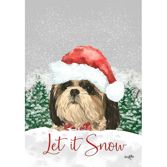 Shih Tzu - Hippie Hound Studios Let it Snow Christmas Garden Flag