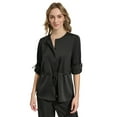 thumbnail image 3 of Calvin Klein Women's Satin Drawstring-Waist Button Front Blouse - Black, 3 of 4