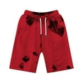 thumbnail image 1 of PEASKJP Shorts à devant Plat pour Hommes Entraînement Sportif Cross Training, Rouge L, 1 of 3