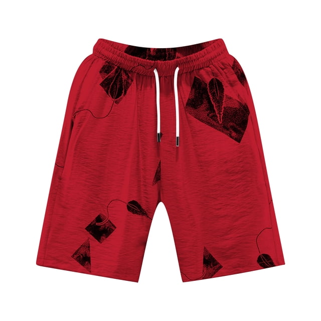 PEASKJP Shorts à devant Plat pour Hommes Entraînement Sportif Cross Training, Rouge L