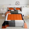 thumbnail image 2 of Castle Fairy Mid Century Geometric Panel Full Size Comforter Sets 3-Piece,Minimalism Color Block Bedding Comforter Set,Terracotta Gray Black,Reversible,1 Comforter and 2 Pillowcases, 2 of 6
