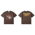 thumbnail image 1 of Tie-Dye Washing 2025 New Summer High-Quality Printed Short-Sleeved High Street Graffiti T-Shirt-Head Line Coffee Color 6059, 1 of 1