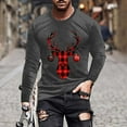 thumbnail image 2 of KeShDi Long Sleeve Shirts for Men Fashion Casual Men Christmas Print Sports Long Sleeves Round-Neck Blouses Shirts Gray 2X, 2 of 5
