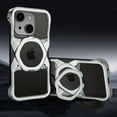 thumbnail image 1 of Étui pour iPhone 16 Pro Max case/16 Pro/16 Plus/16, Cadre Pare-Chocs en Métal avec Support Intégré, Protection de Qualité Militaire, Étui de Protection en Métal Sans Cadre, 1 of 1