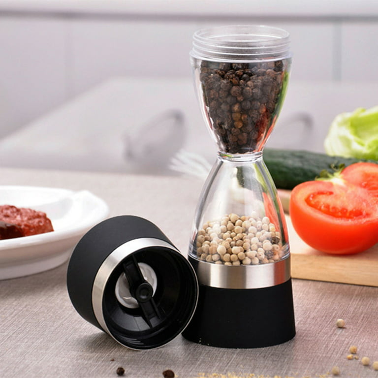 Acrylic Combo Pepper Mill and Salt Shaker with Adjustable Mill Grinder Set  Handheld Coarseness Seasoning Mechanism