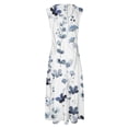 thumbnail image 4 of Frostluinai Fall Dress for Women 2023! Plus Size Cocktail Dress Wrap Deep V Neck Sleeveless Floral Swing Dresses A-Line Bohemian Maxi Party Wedding Guest Dresses, 4 of 5