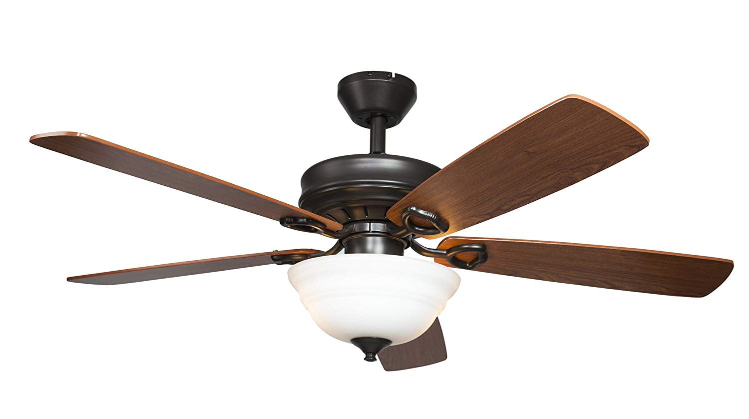 Bulb Not Included  Five Reversible Blades and Frosted Dome Light Hyperikon Ceiling Fan with Remote Control 52-inch Indoor Black Ceiling Fan