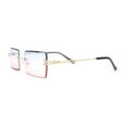 thumbnail image 3 of Luxury Rimless Showy Hustler Rectangle Metal Rim Sunglasses Gold - Blue Pink, 3 of 4