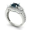 thumbnail image 2 of 2.16 ct Round Cut Natural London Blue Topaz 3 Stone 18K White Gold Womens Engagement Ring, 2 of 5