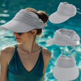 thumbnail image 2 of XIAOCHA Womens Ruched Sun Visor Wide Brim Sun Protection Outdoor Visor Hat,Grey, 2 of 5