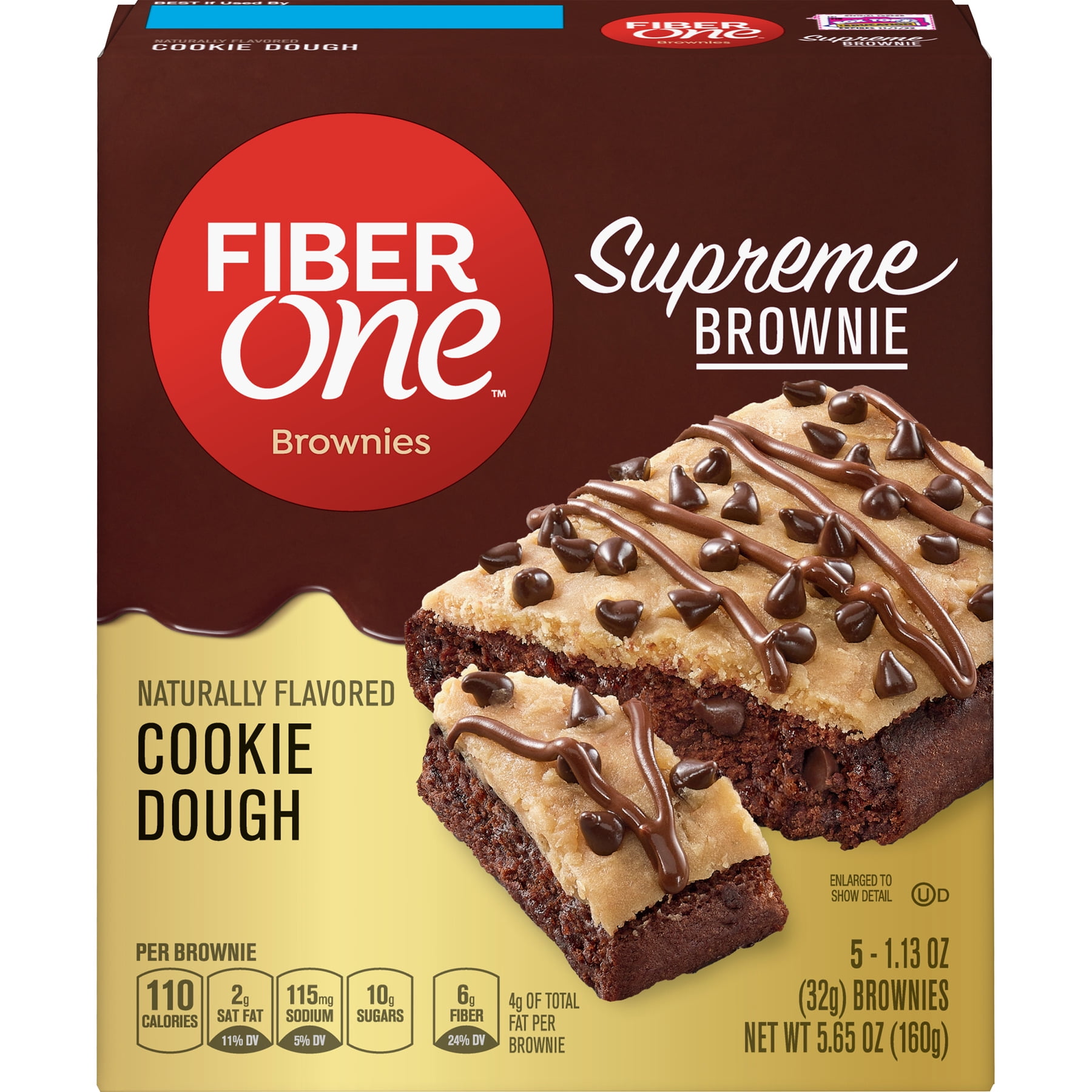 Fiber One Supreme Brownie Cookie Dough 5Ct Carton, 5.65 oz