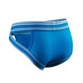 thumbnail image 4 of NoxwB Men's Ice Silk Thin Dual String Cheeky Briefs Sexy Low Rise Enhanced Bulge Pouch Underpants Casual Breathable Underwear Blue L, 4 of 4