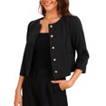 thumbnail image 4 of INSPIRE CHIC Work Office Blazer for Women's Collarless 3/4 Sleeve Lightweight Pockets Button Down Suit Blazer, 4 of 6