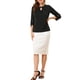 thumbnail image 2 of CURVOSPORT Camisa Elegante para Mujeres Top de Oficina con Abertura Clave Plisado Frontal Arrugado de Manga 3/4 Blusa de Chifón 3XL Negra, 2 of 7