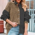 thumbnail image 4 of BLVB Womens Casual Button down Shirt Trendy Color Block Long Sleeve Blouse Tops Loose Fit Ladies Jackets Fall Clothes, 4 of 9