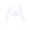 thumbnail image 3 of Doomiva Women's Belly Dance 3/4 Sleeve V Neck Tie Front Crop Top Blouse Cardigan Wrap Top White One Size, 3 of 7