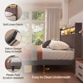 thumbnail image 3 of Full Upholstered Platform Bed Frame with RGB LED Ambiance Light & USB Charging Port, Storage Headboard Reinforced Support Design, Beige, 3 of 8