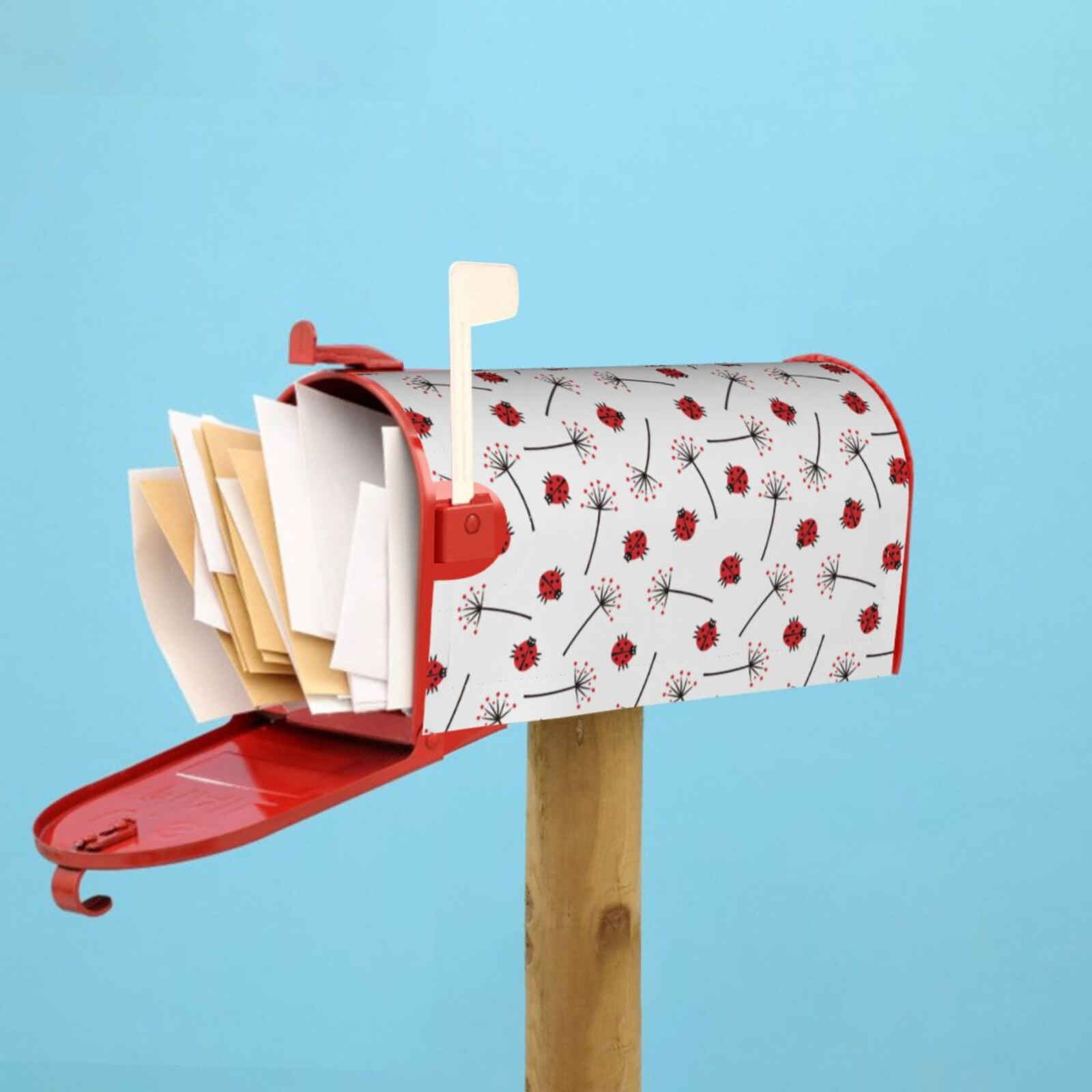 Logiee Ladybug With Dandelion Print Post Letter Box Wrap Decor, Mailbox Cover Suitable for Standard Mailbox and Large Size Mailbox,Outdoor Yard Decoration-21x18 in