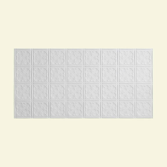 FASÄDE Traditional Style/Pattern 10 Decorative Vinyl 2ft x 4ft Glue Up Ceiling Panel in Matte White (5 Pack)