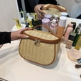 thumbnail image 1 of Bolso de cosméticos para mujer, organizador de bolsas de ducha portátil tejida a mano informal (caqui L), 1 of 8
