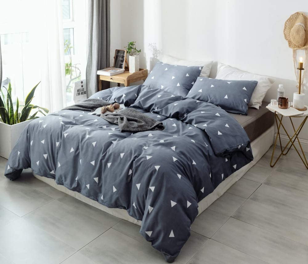 King Soft Microfiber Bedding Plant Printed on White Comforter with 2 Pillow Cases for All Seasons Janzaa 3pcs White Comforter Set King