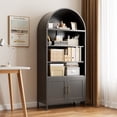 thumbnail image 6 of SUPEER 73" Tal Big Metal Arched Storage Display Cabinetr, Pantry, Curio Cabinet, Metal Arched Bookcase with Glass Doors, Assembly Required, Black, 6 of 6
