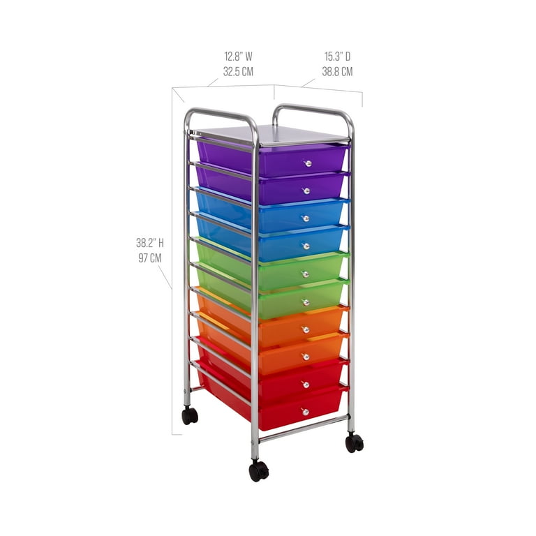 Seville Classics 10-Drawer Organizer Cart with Wheels, Pearl Multi
