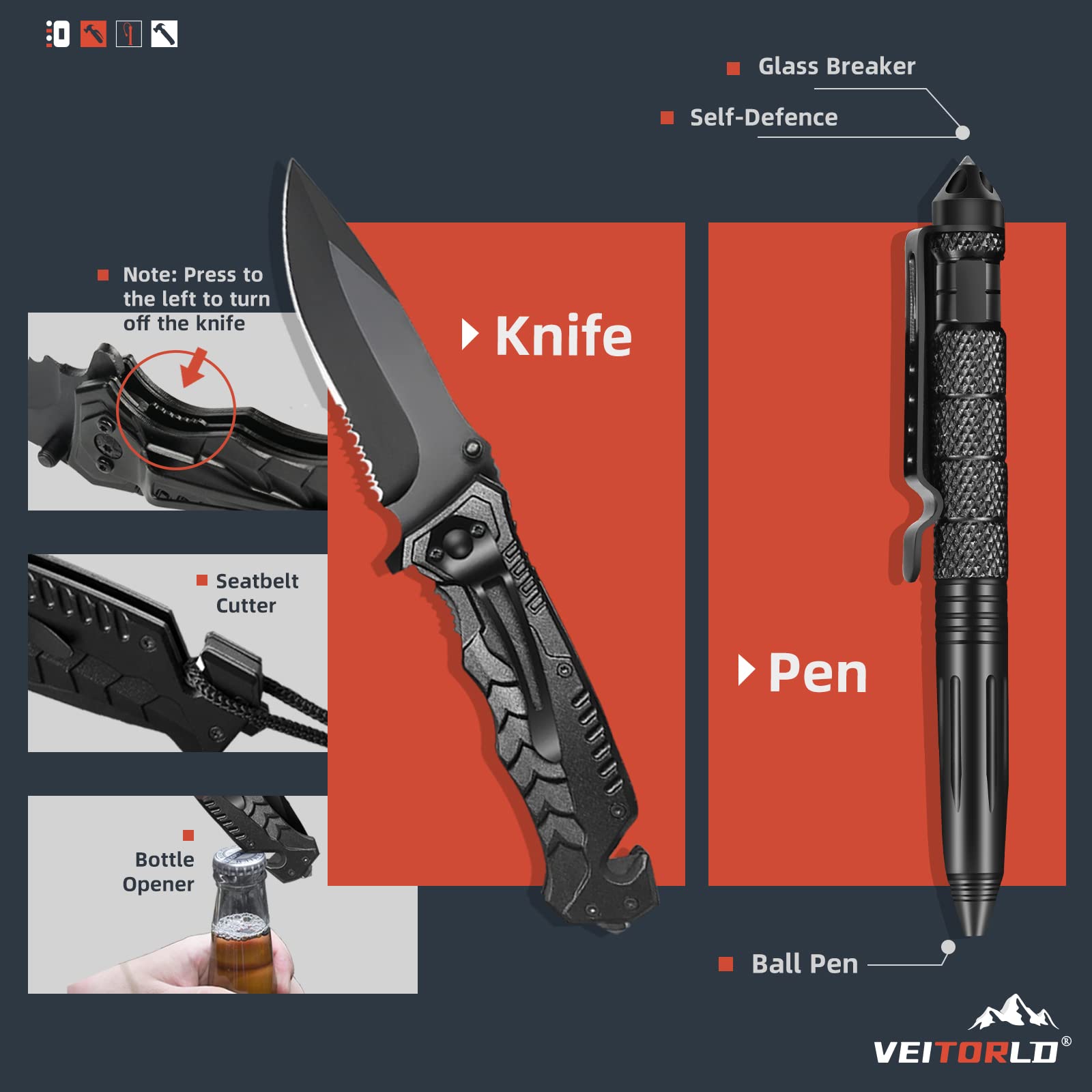 Binlovechuang Gifts for Men Dad Him Christmas - Survival Gear and Equipment 12 in 1, Survival Kits - Cool Unique Fishing Hunting Birthday Gifts for Husband Teen Boy Boyfriend Mens