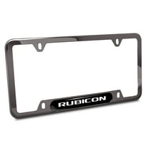 iPick Image for Jeep Rubicon Wrangler Black Insert Gunmetal Chrome Stainless Steel License Plate Frame, Official Licensed