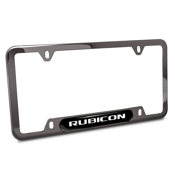 iPick Image for Jeep Rubicon Wrangler Black Insert Gunmetal Chrome Stainless Steel License Plate Frame, Official Licensed