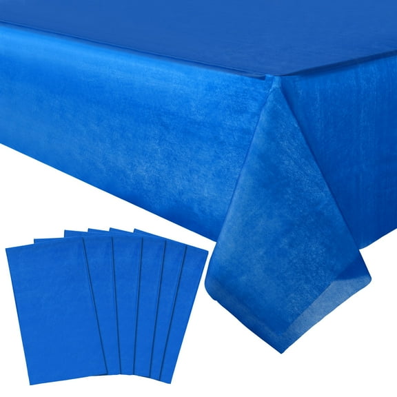 Juvale Blue Tablecloth - 54 x 108 in, 6 Pack, Rectangular Disposable Plastic - Non-Slip Plastic Table Covers for Parties & Events