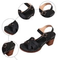 thumbnail image 7 of Slingback Heels for Women Trendy Splice Peep Toe Sandals Ankle Strap Buckle High Heeled Summer Dress Pumps Shoes Black Size 8, 7 of 7