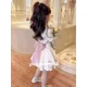 thumbnail image 3 of Traje de verano de estilo coreano para niñas, vestido de princesa, conjunto de 2 piezas con camiseta y falda, ropa para niños 2024, 3 of 5