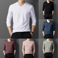thumbnail image 5 of Mens Spring Autumn V-neck Long Sleeve T-Shirt All-match Thin Tops Undershirt, 5 of 10