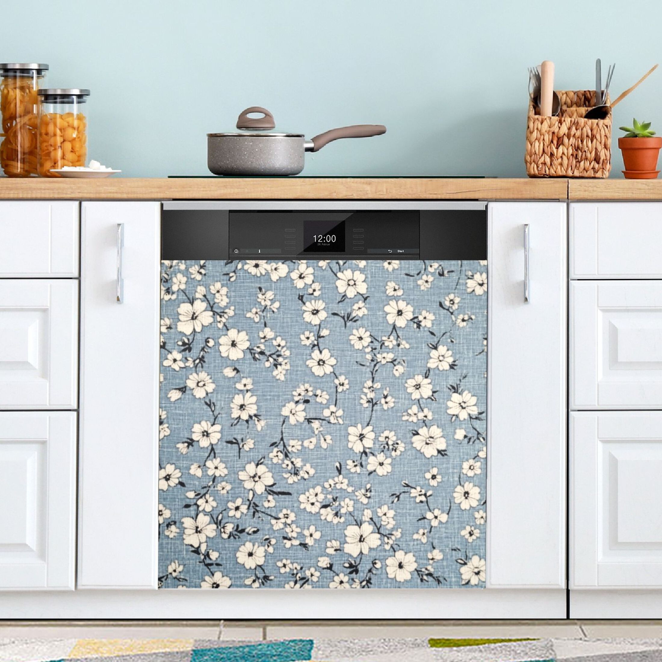 Dishwasher Magnetic Sticker 23x26 Inch Refrigerator Magnetic Sticker Washing Machine Magnetic Sticker Kitchen Panel Magnetic Sticker Home Decor Pretty Cloth Flowers