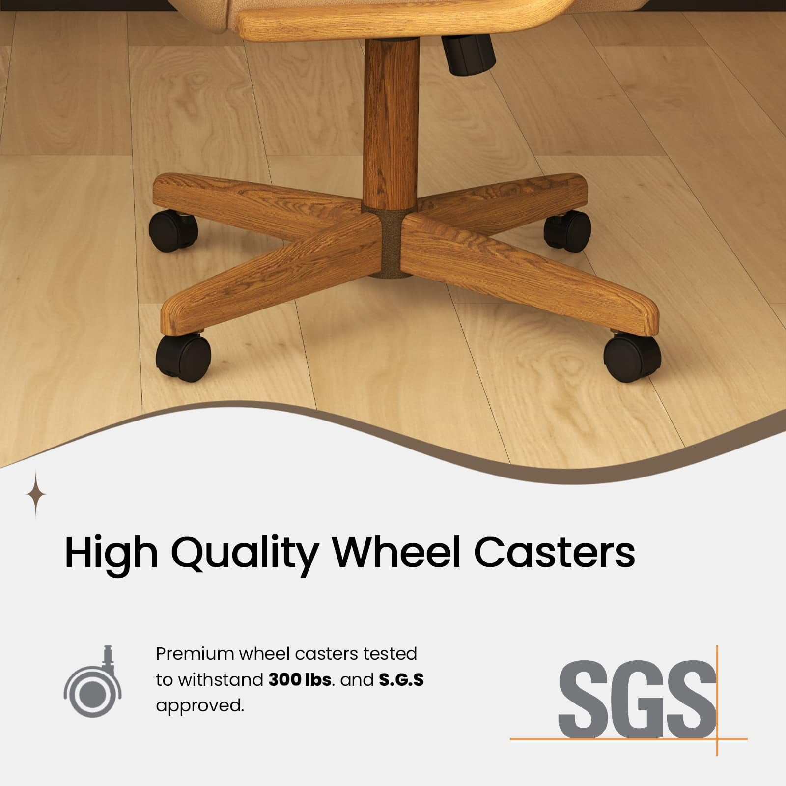 Chromcraft Douglas Swivel Tilt Dining Chair with Casters – Comfortable Cushioned Seat for Kitchen & Home Office, Taupe Upholstery, Chestnut Wood Accents, 1-piece set