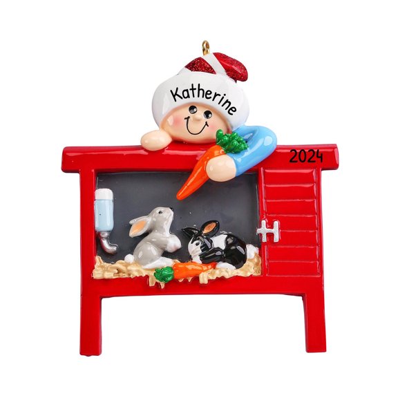 Ornaments by Elves Personalized Toddler Loves Bunnies and Rabbits Ornament 2024 Kids Decor .25lbs