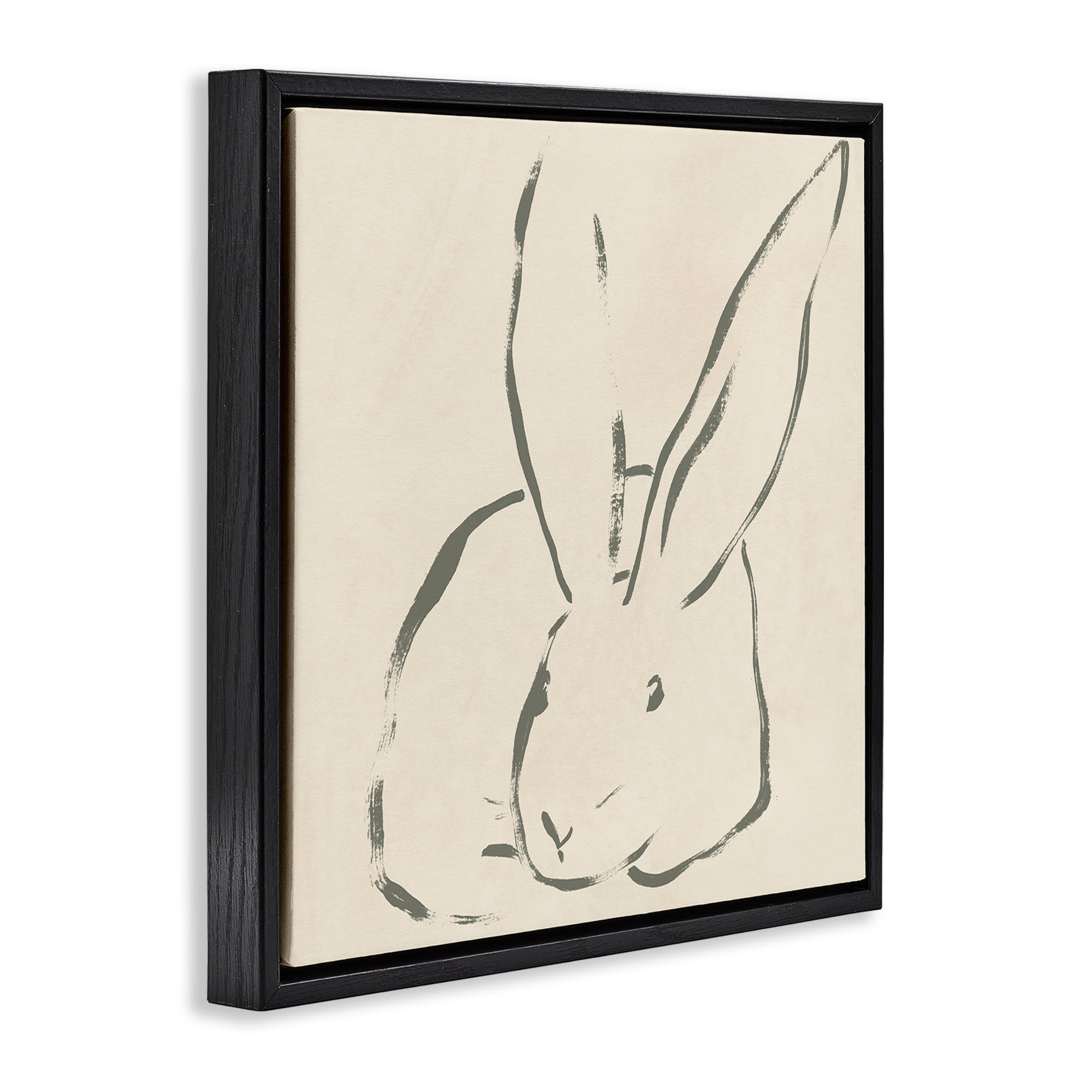 Stupell Industries Minimal Bunny Outline Animals & Insects Drawing Black Floater Framed Canvas Art Print Wall Art, 18 x 18