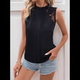 thumbnail image 4 of Blusas Sin Mangas de Encaje para Mujer, Blusas Plisadas de Verano 2025, Blusas Elegantes e Informales Sin Mangas. Negro S, 4 of 10