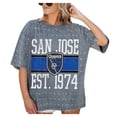 thumbnail image 2 of Women's-Gameday Couture  Gray San Jose Earthquakes Oversized Mini Rhinestone Classic T-Shirt, 2 of 5