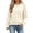 White, variant on Women's Crew Neck Long Sleeve Sweatshirt Drop Shoulder Scallop Hem Casual Pullover Top Fall Layering Pink,XXL