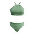 thumbnail image 4 of Afdoent Womens Bikini Sets Two Piece Solid Color Crop Tops Bathing Suits Swimsuits Beach Swimwear 2026, 4 of 5
