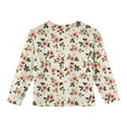 thumbnail image 3 of LTTVQM Shirts for Girls Long Sleeve Size 2-3 Fall Cute Floral Print Tee Loose Fit Tunic Tops Fashion Clothes Crew Neck with Pocket Beige 2-3 Years, 3 of 4